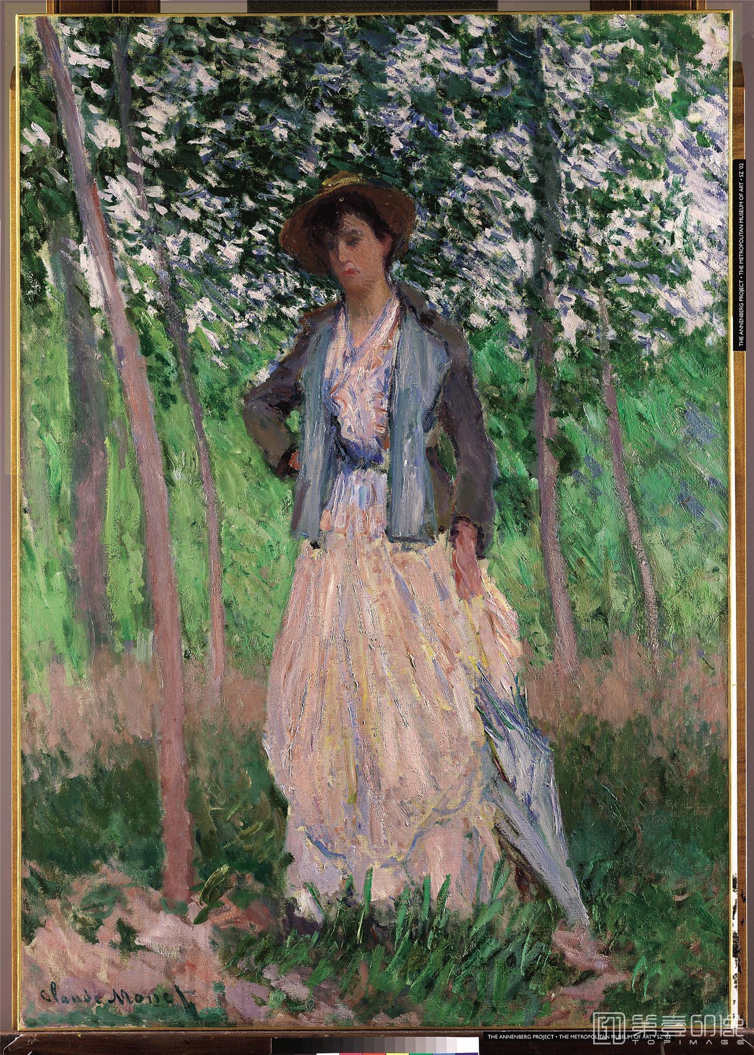 油画-美国纽约大都会美术馆油画藏画-Claude MonetThe Stroller (Suzanne Hoschedé, later Mrs. Theodore Earl Butler, –)-0475